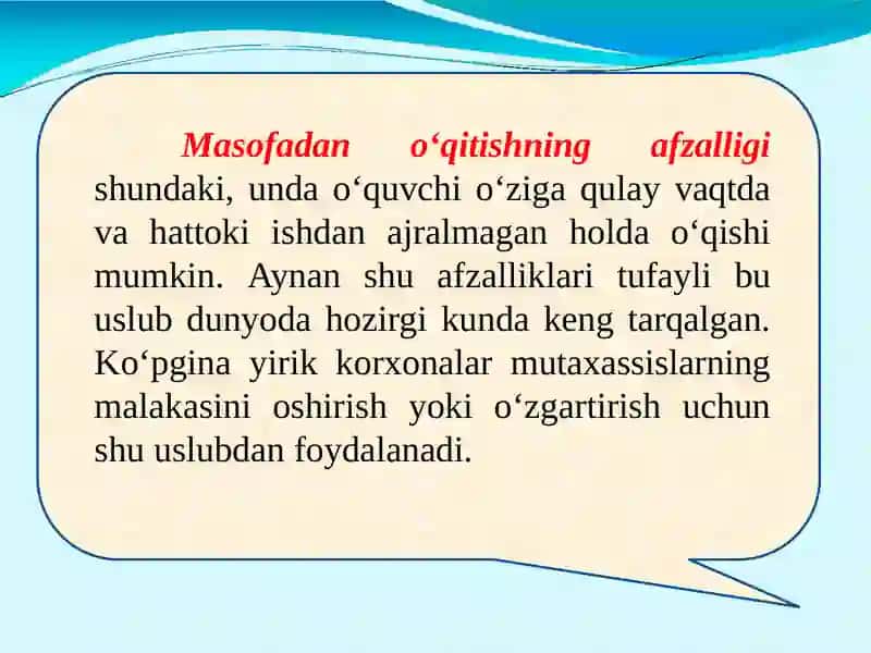 MASOFAVIY TA’LIM TEXNALOGIYASI 4