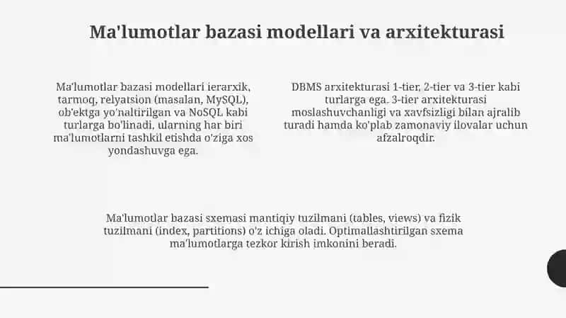 Ma'lumotlar bazasini boshqarish tizimlari 4