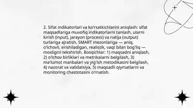 Sifat darajasini baholash usullari 4