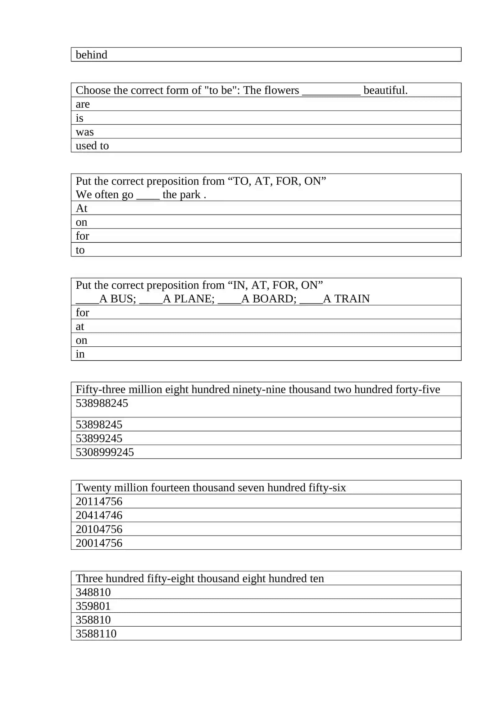 Prepositions Quiz 4