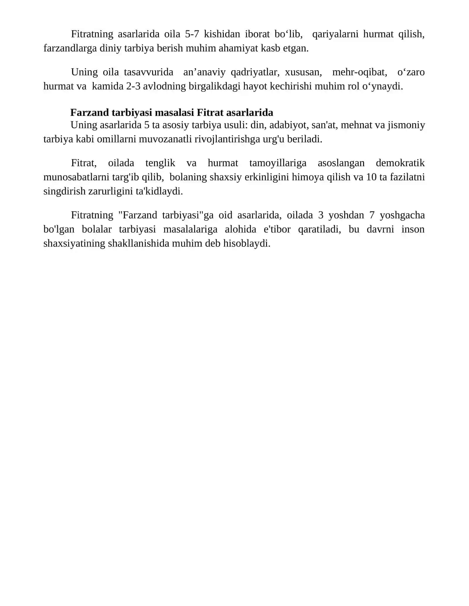 Fitratning oila asaridagi oila qurish va farzand tarbiyasiga oid qarashlari 4