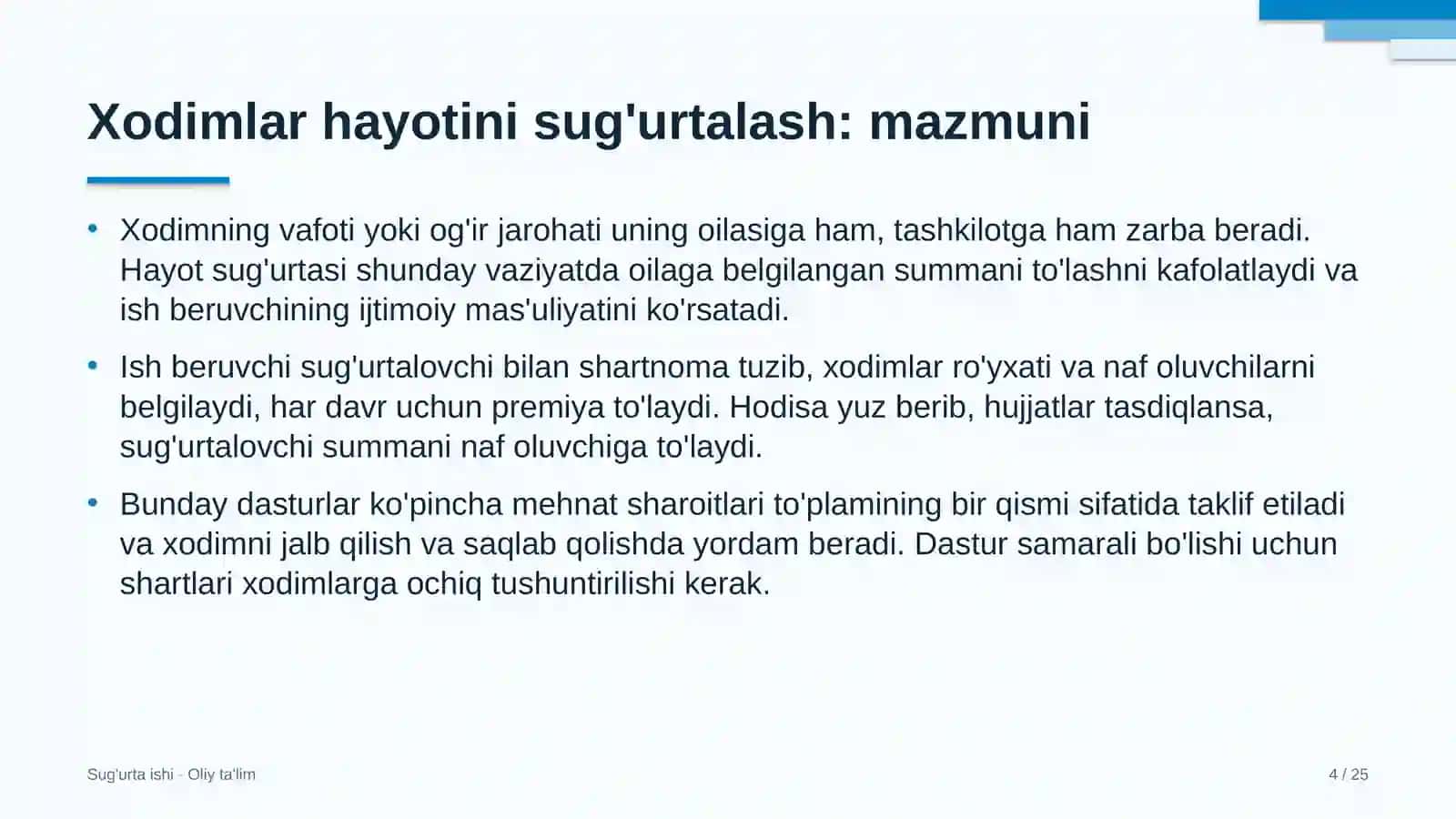 Xodimlar hayotini sug'urtalash: mohiyati 4