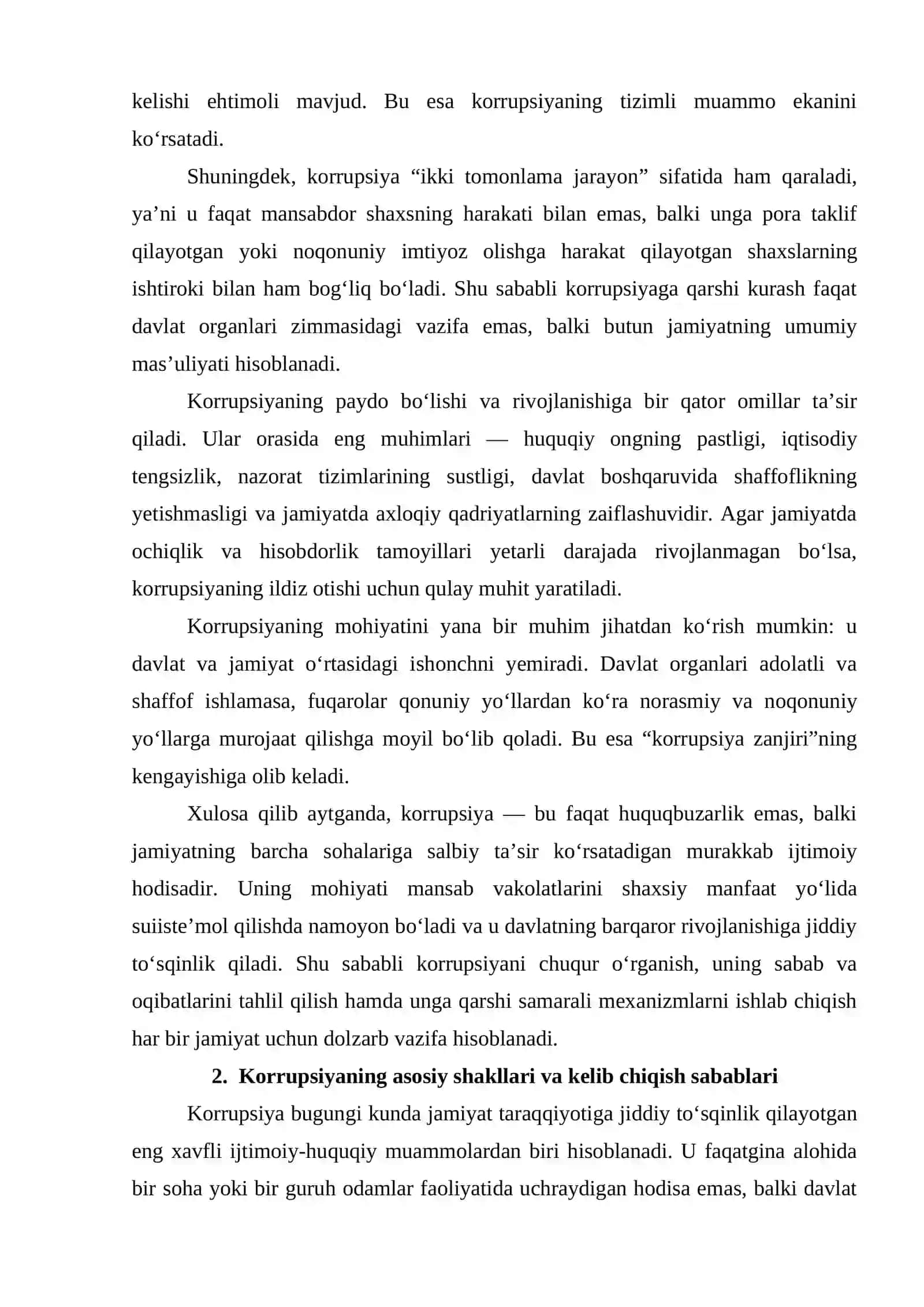 Korrupsiyaning mohiyati va uning oqibatlari. O‘zbekistonda korrupsiyaga qarshi kurash mexanizmlari 4