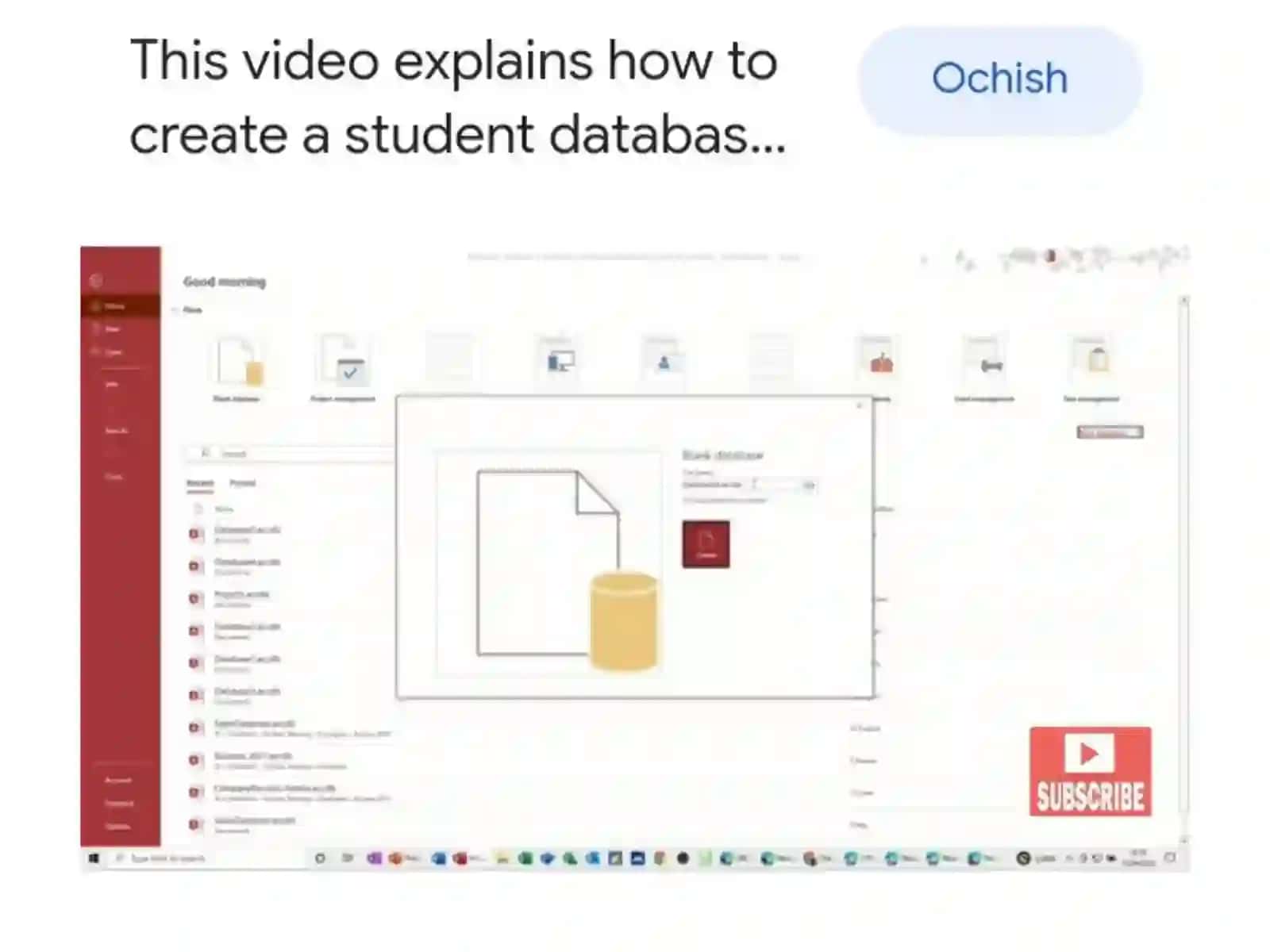 Msaccess dasohaga oid ma'lumotlar bazasini yaratish 4