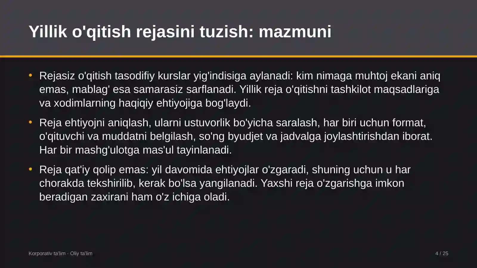 striming platformalarida yillik o'qitish rejasini tuzish 4700 4