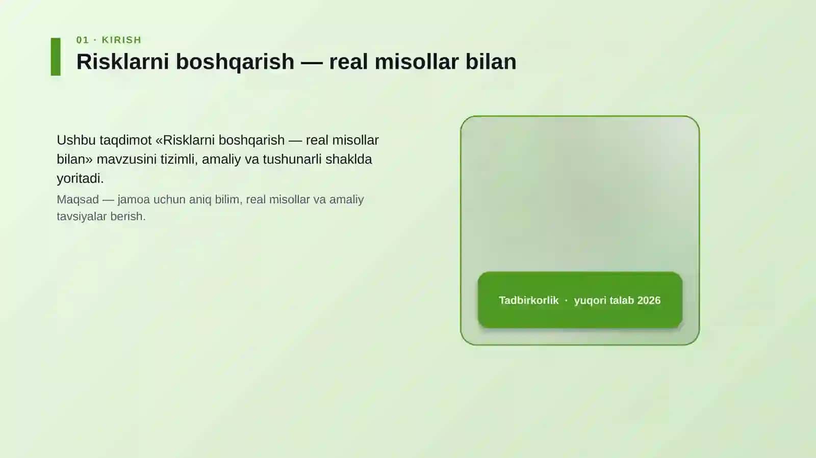 Risklarni boshqarish — real misollar bilan 4