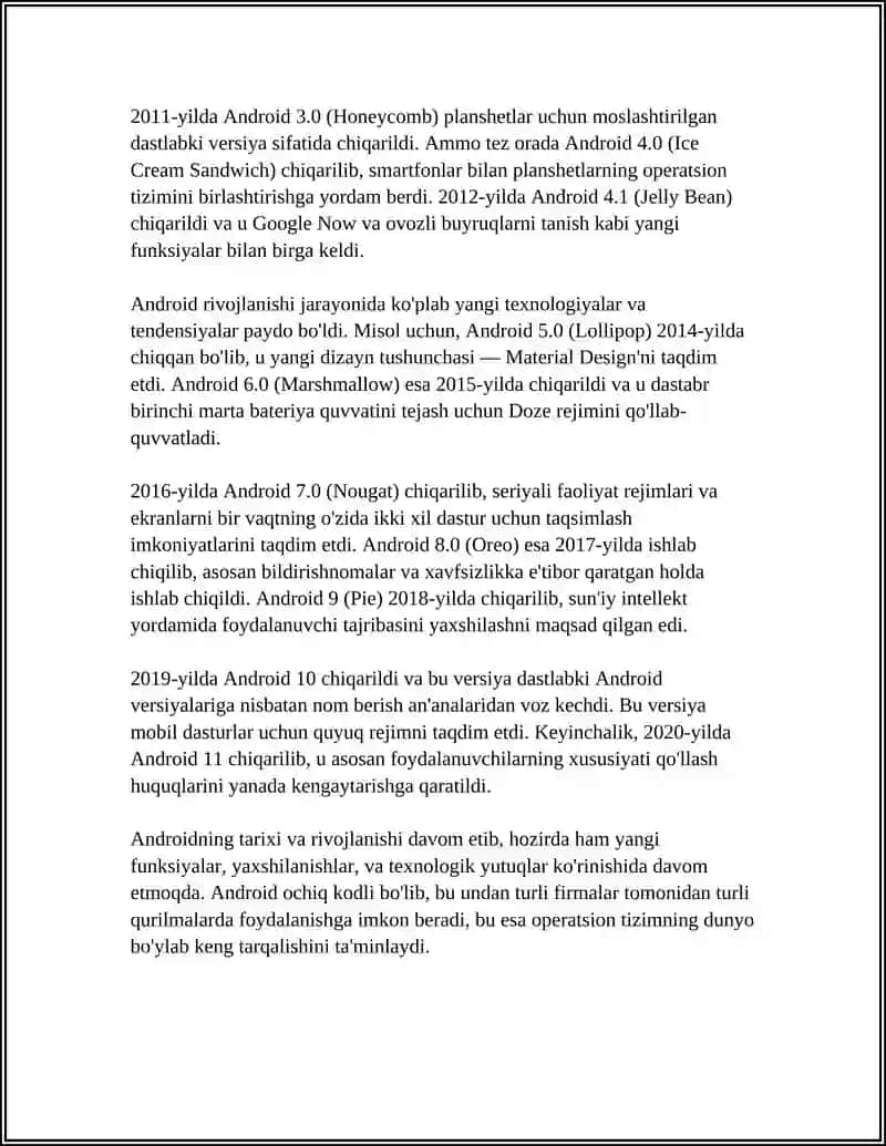 ANDROID MOBIL OPERATSION TIZIMI 4