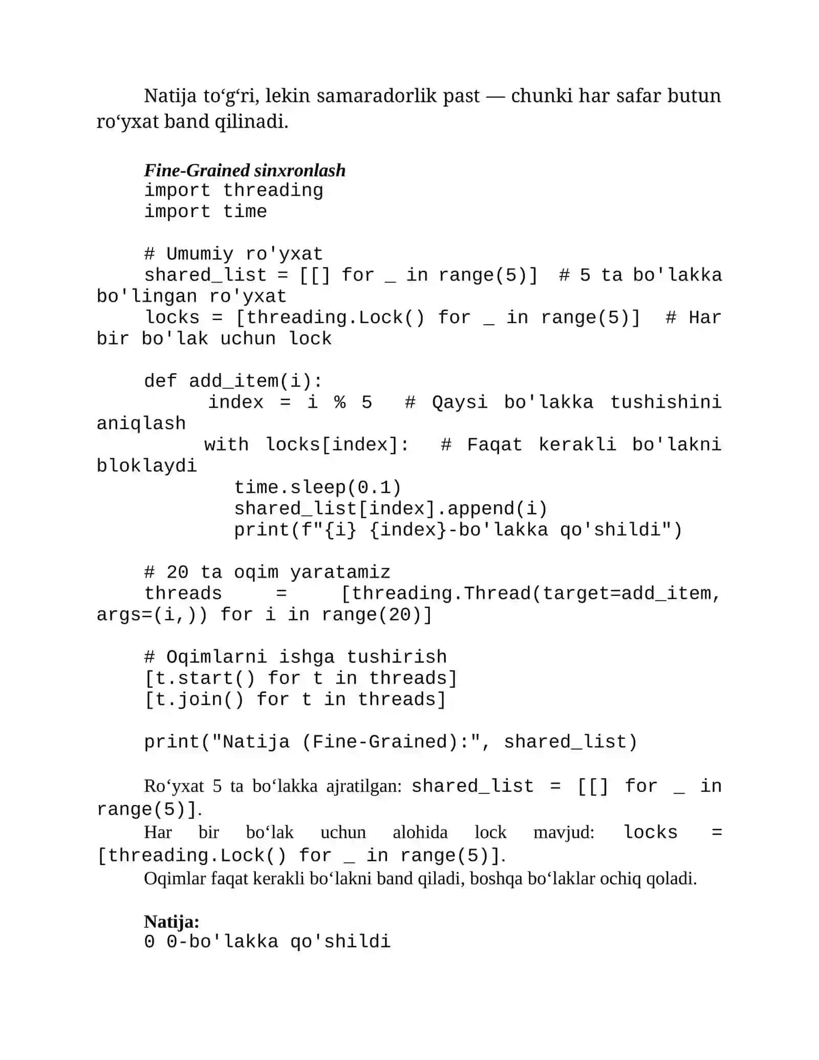 Maydalab (Fine-Grained) sinxronlash 4