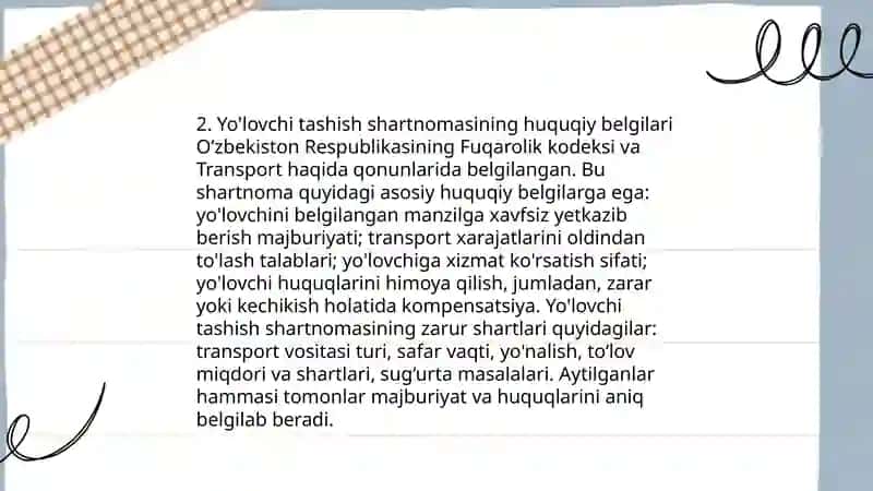 Yo'lovchi tashish shartnomasi 4