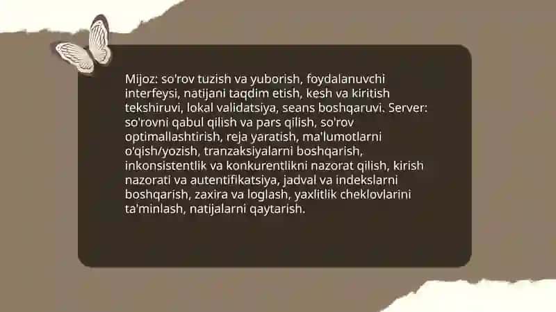 Ma'lumotlar bazasi arxitekturasi: Client-Server modeli 4