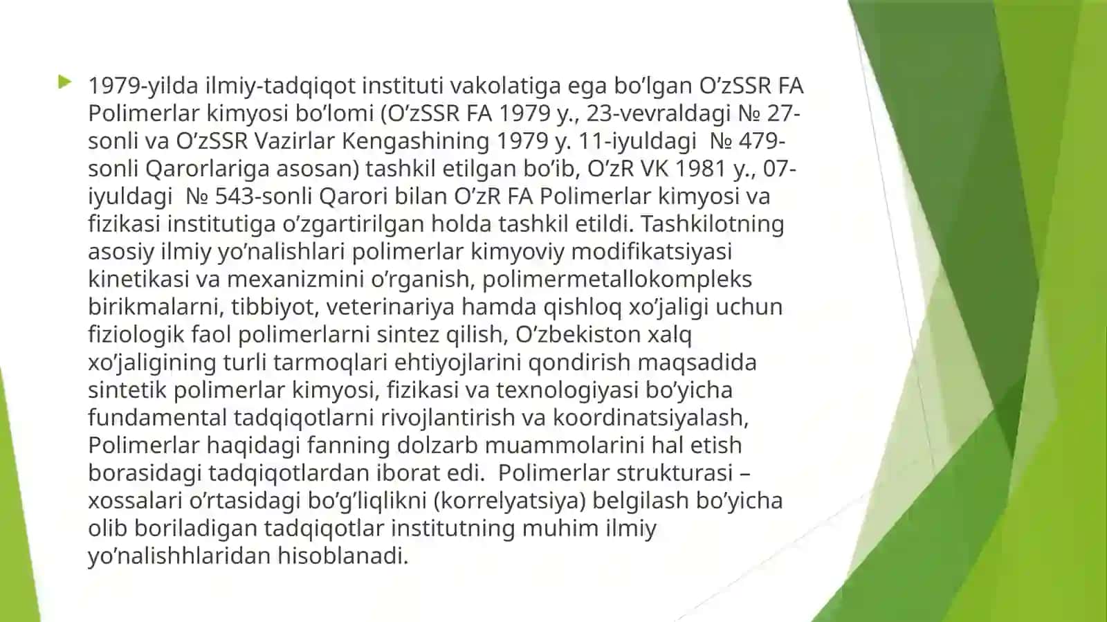 Mamlakatimizda polimerlar kimyosi sohasida olib borayotgan olimlar va ularning ilmiy yutuqlari 4