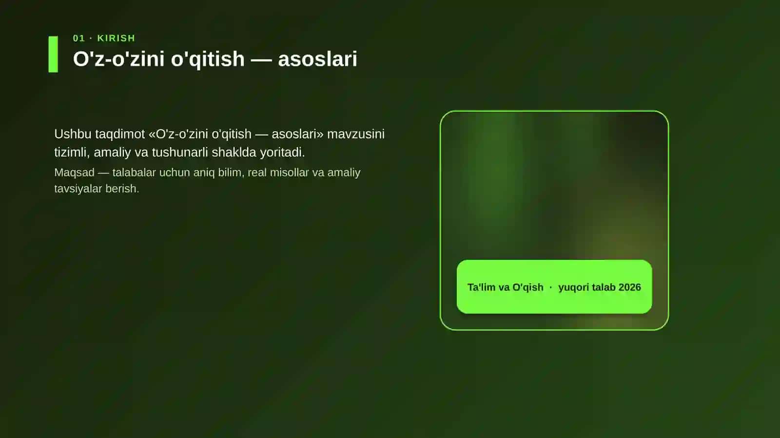 O'z-o'zini o'qitish — asoslari 4