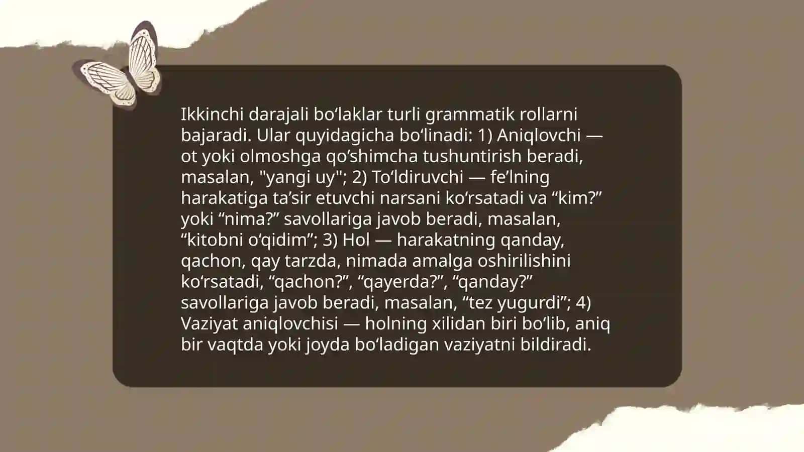 Ikkinchi darajali boʻlaklar 4
