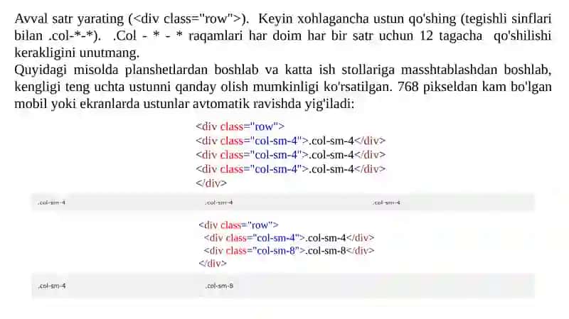 Bootstrap Gridtizimi 4