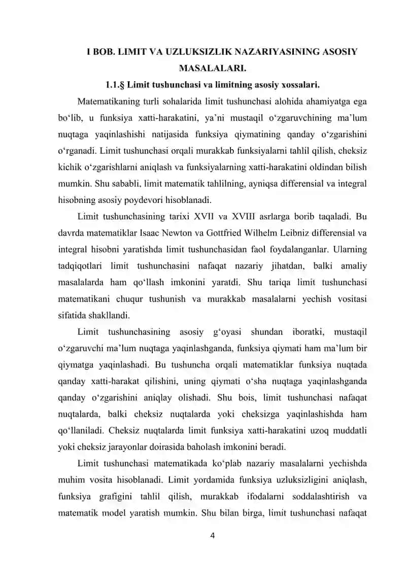 Limit funksiyaning uzluksizligi uni differensiallash va integrallash 4