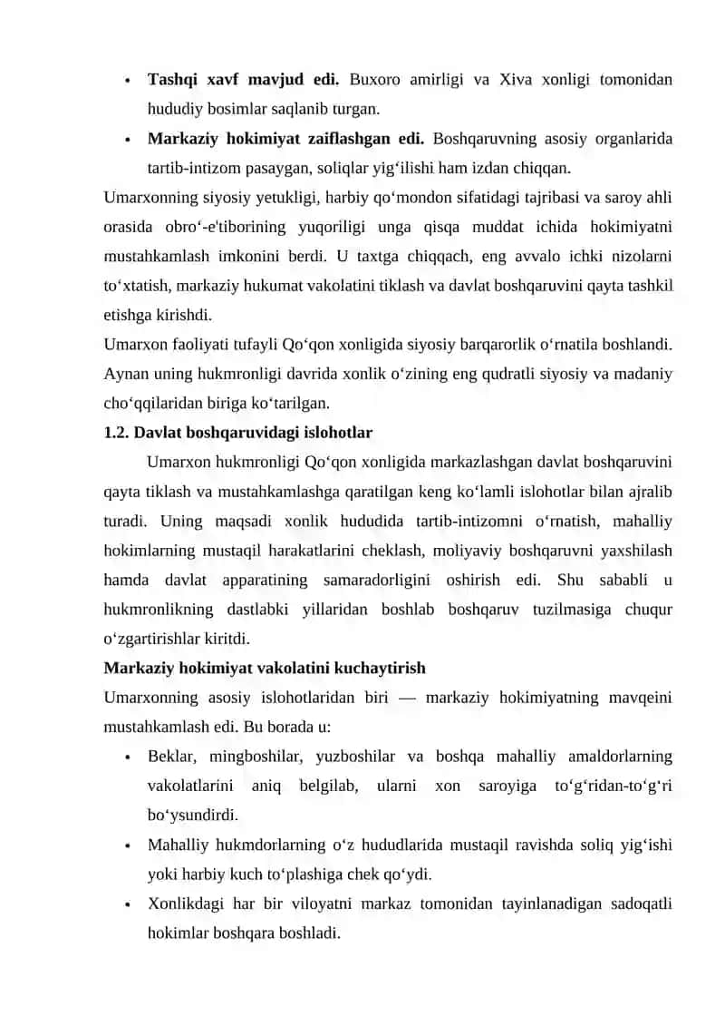 Umarxon davrida Qo 'qon xonligi 4