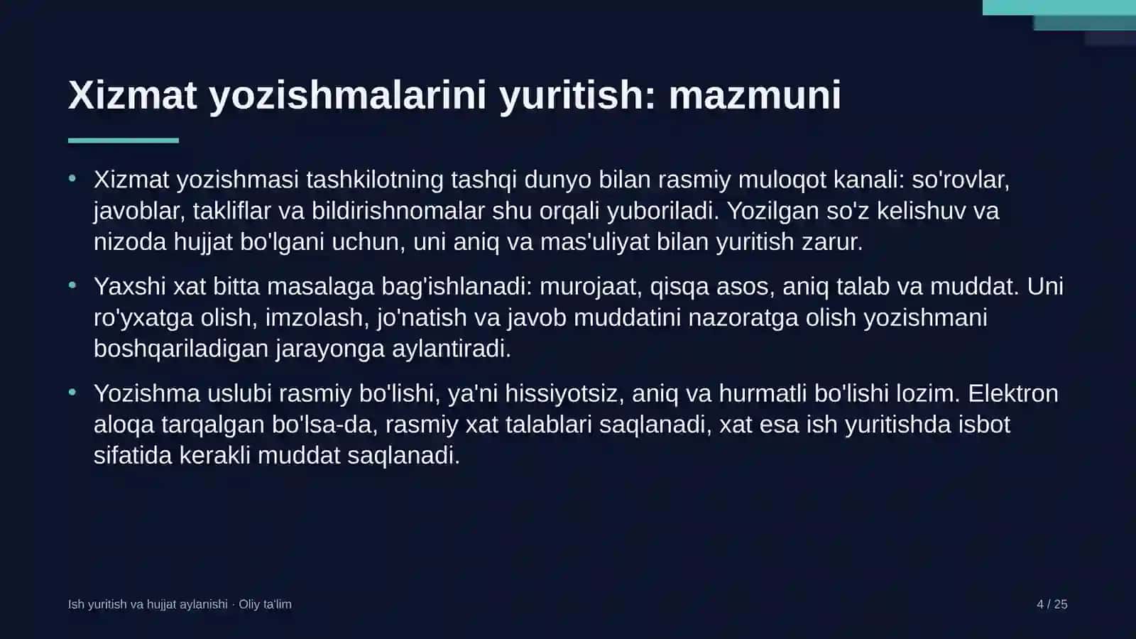 Tuman sudlarida xizmat yozishmalarini yuritish 4