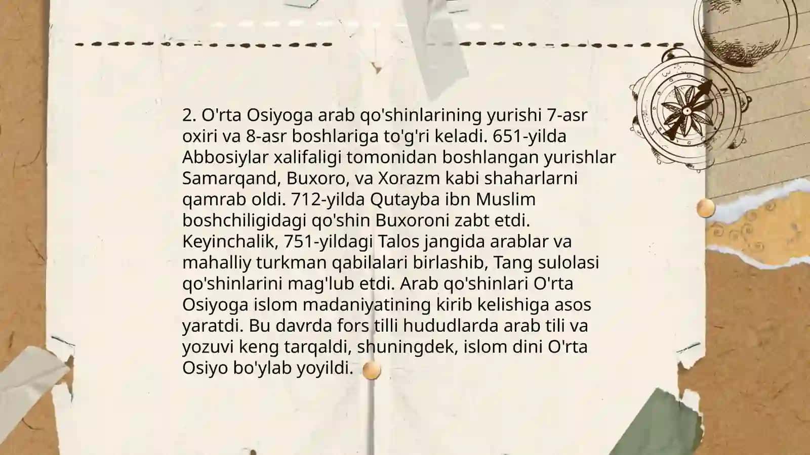 O'rta osiyo Arab Xalifaligi tarkibida 4