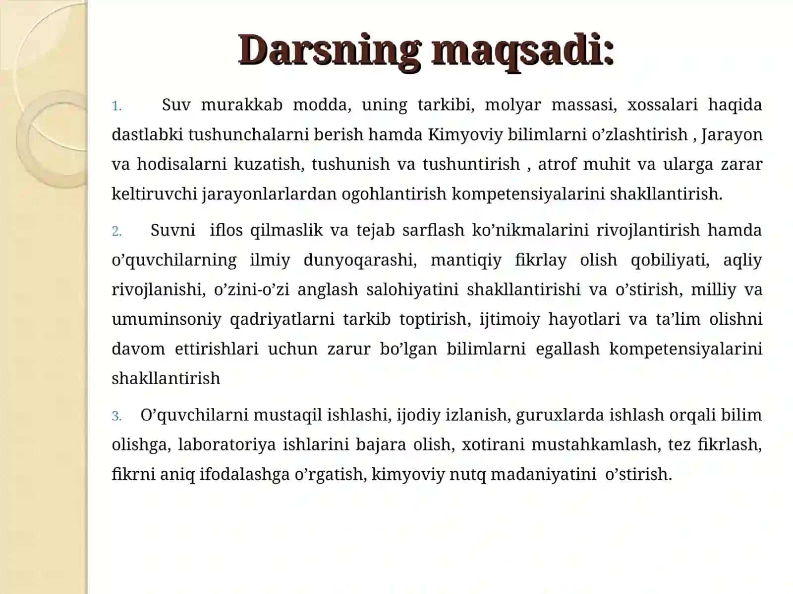 Suv murakkab modda, uning tarkibi, molyar massasi, xossalari 4