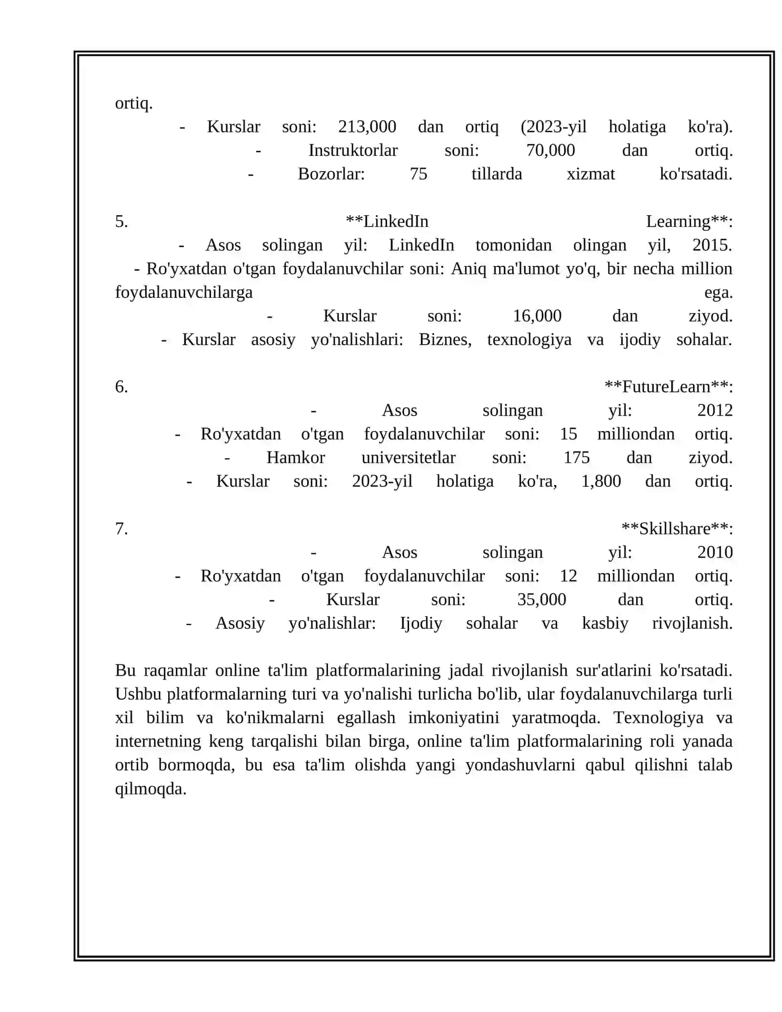 TALIM PLATFORMALARI VA ULARDAN FOYDALANISH mavzusida tayyor Referat 4