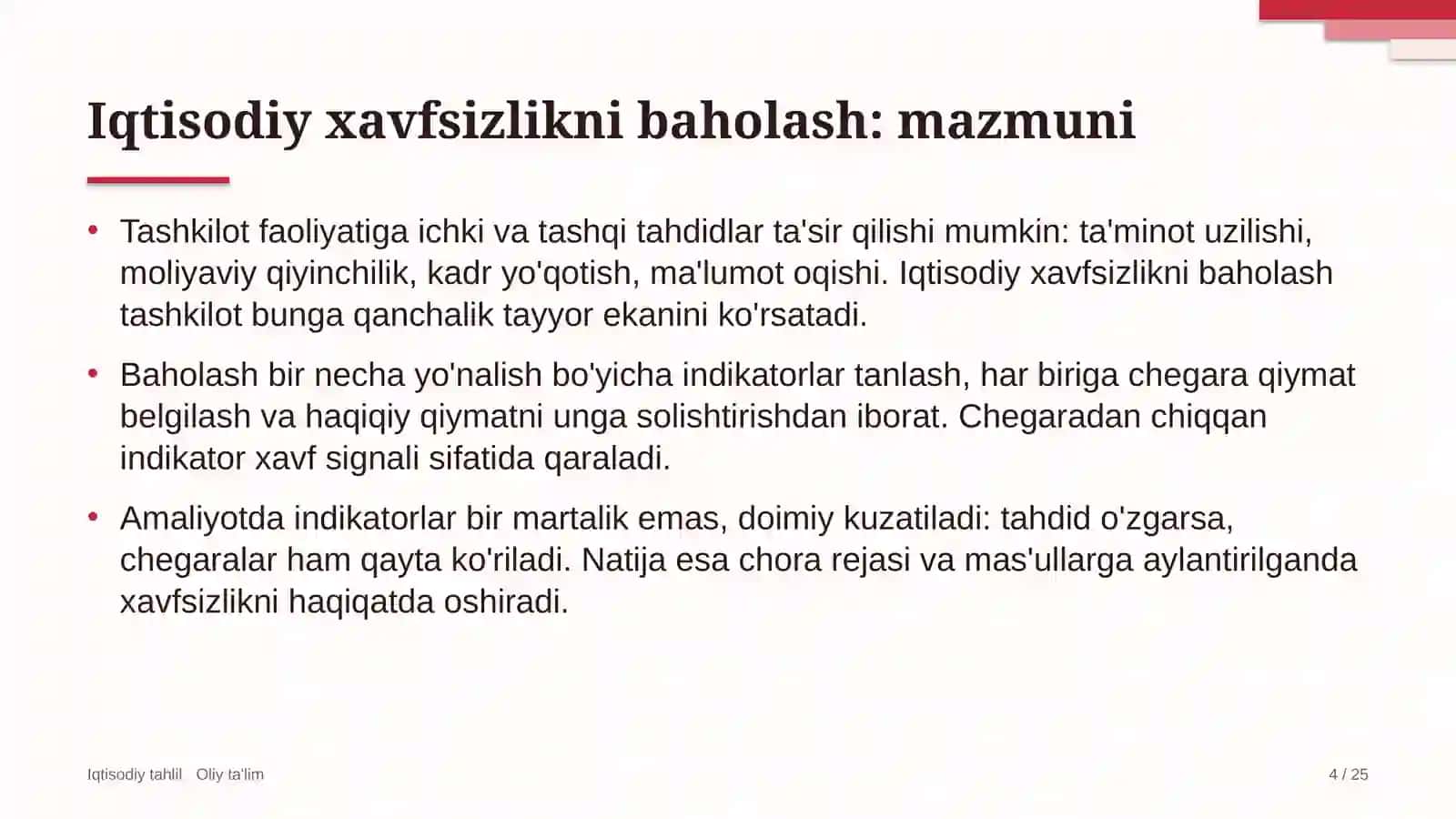Televideniyeda iqtisodiy xavfsizlikni baholash 4