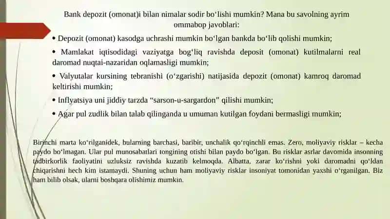 DEPOZIT BO‘YICHA RISKLARNI BOSHQARISH 4