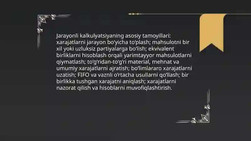 Jarayonli kalkulyatsiya qilish usuli 4