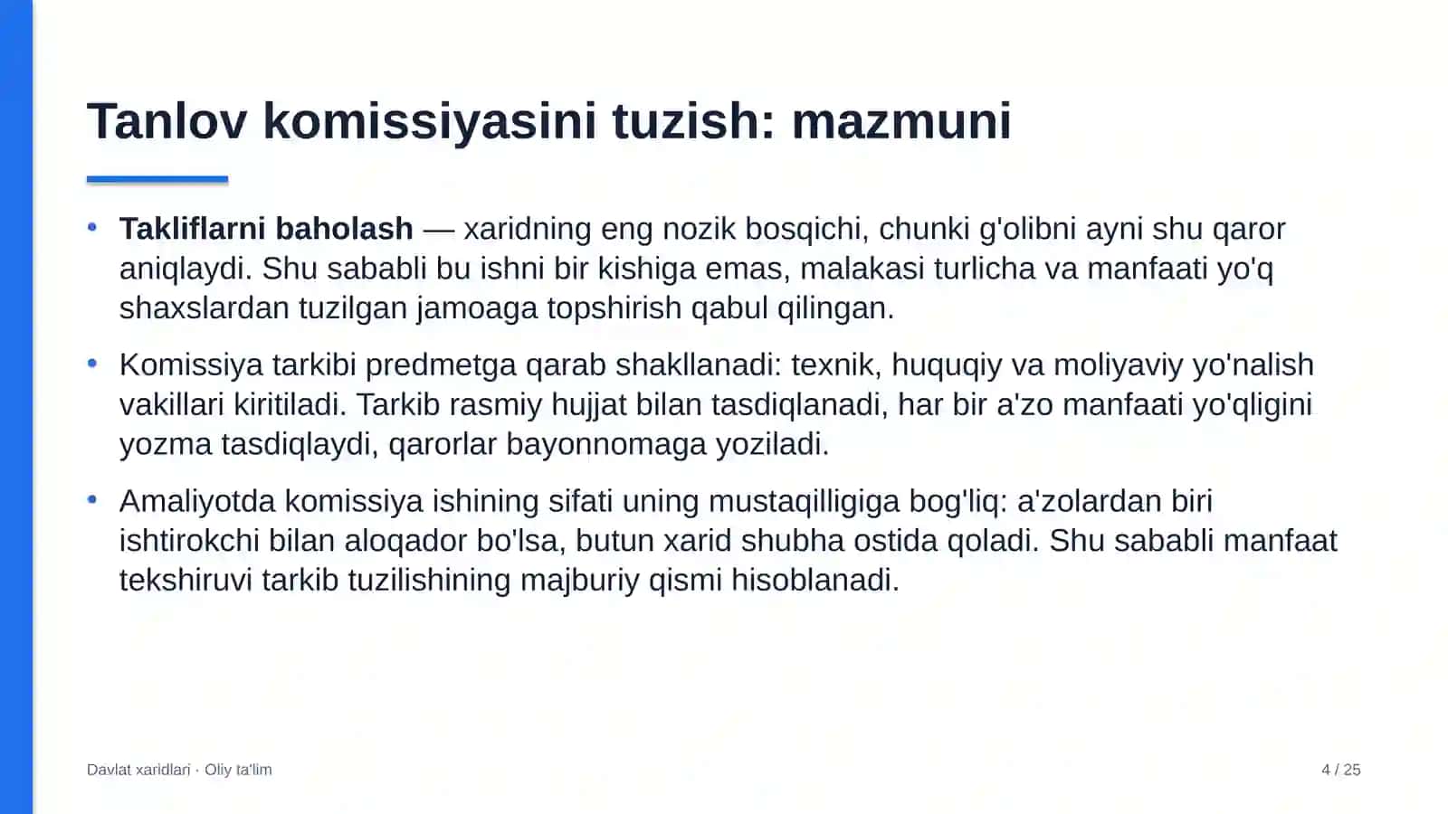 Tovar-xomashyo birjasida tanlov komissiyasini tuzish 4