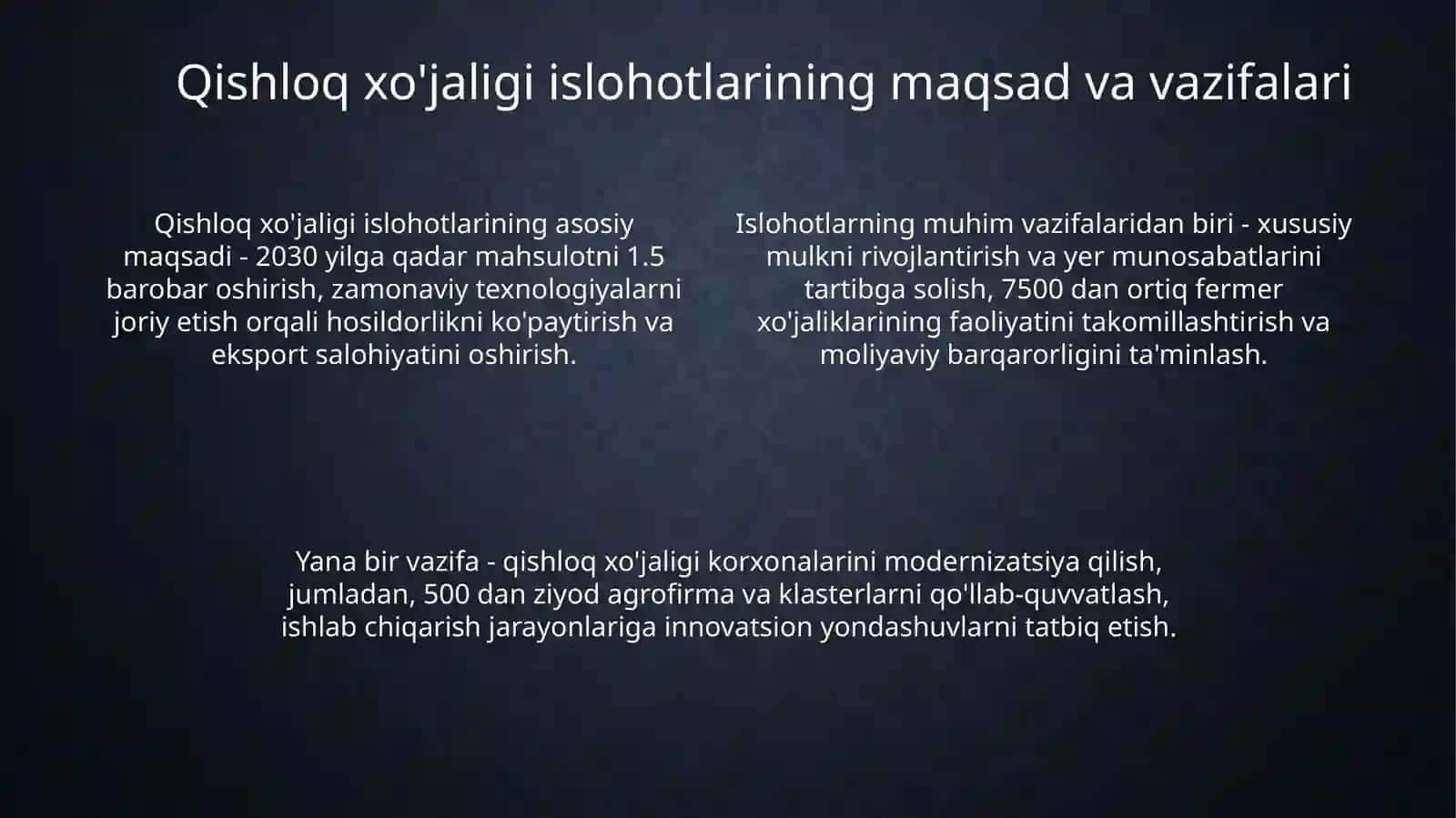 Bozor infratuzilmasining shakllanishi qishloq xo'jaligi islohotlarining mohiyati 4