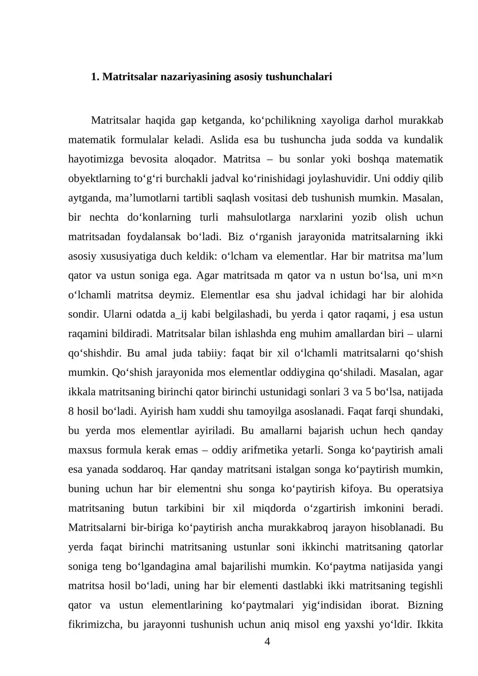 Matritsalar va ular ustida amallar 4