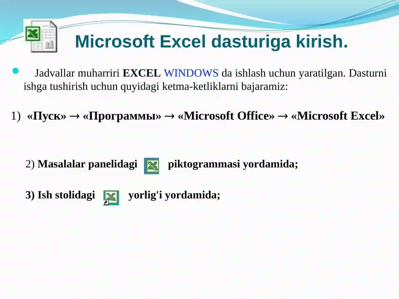 EXCELelektron jadvalida ishlash 4