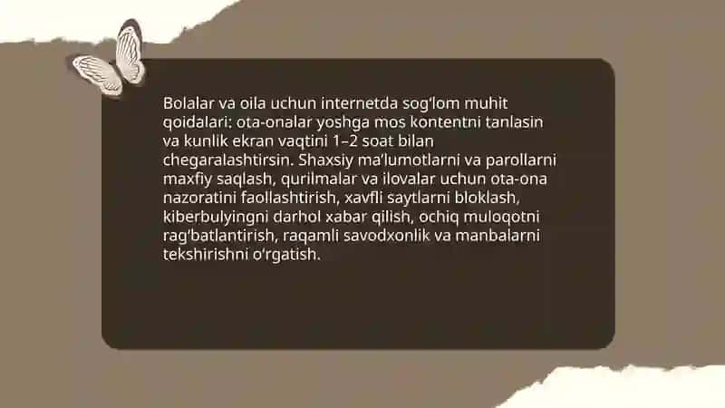 Internet tarmogʻida foydalanish boʻyicha sogʻlom muhit qoidalarini shakllantirish 4