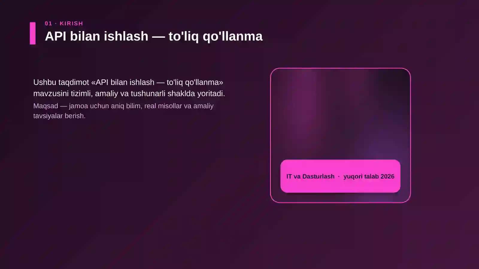 API bilan ishlash — to'liq qo'llanma 4