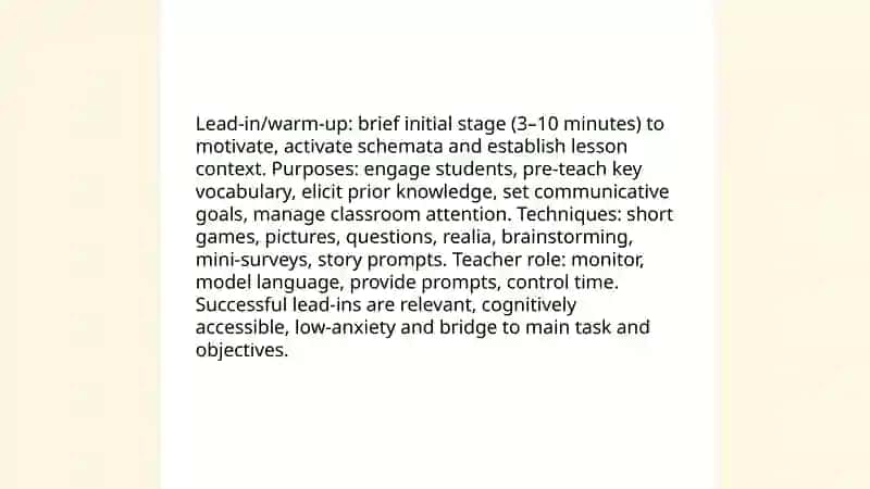 The structure of foreign language lessons 4