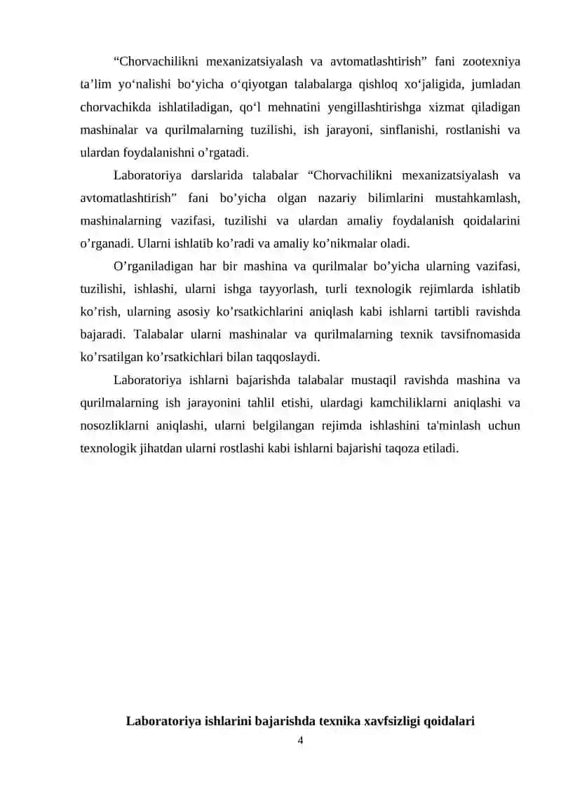 Chorvachilikni mеxanizatsiyalash va avtomatlashtirish 4