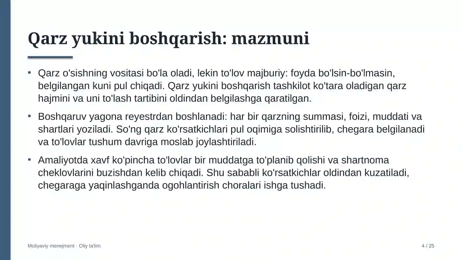 Geodeziya va kartografiyada qarz yukini boshqarish 4