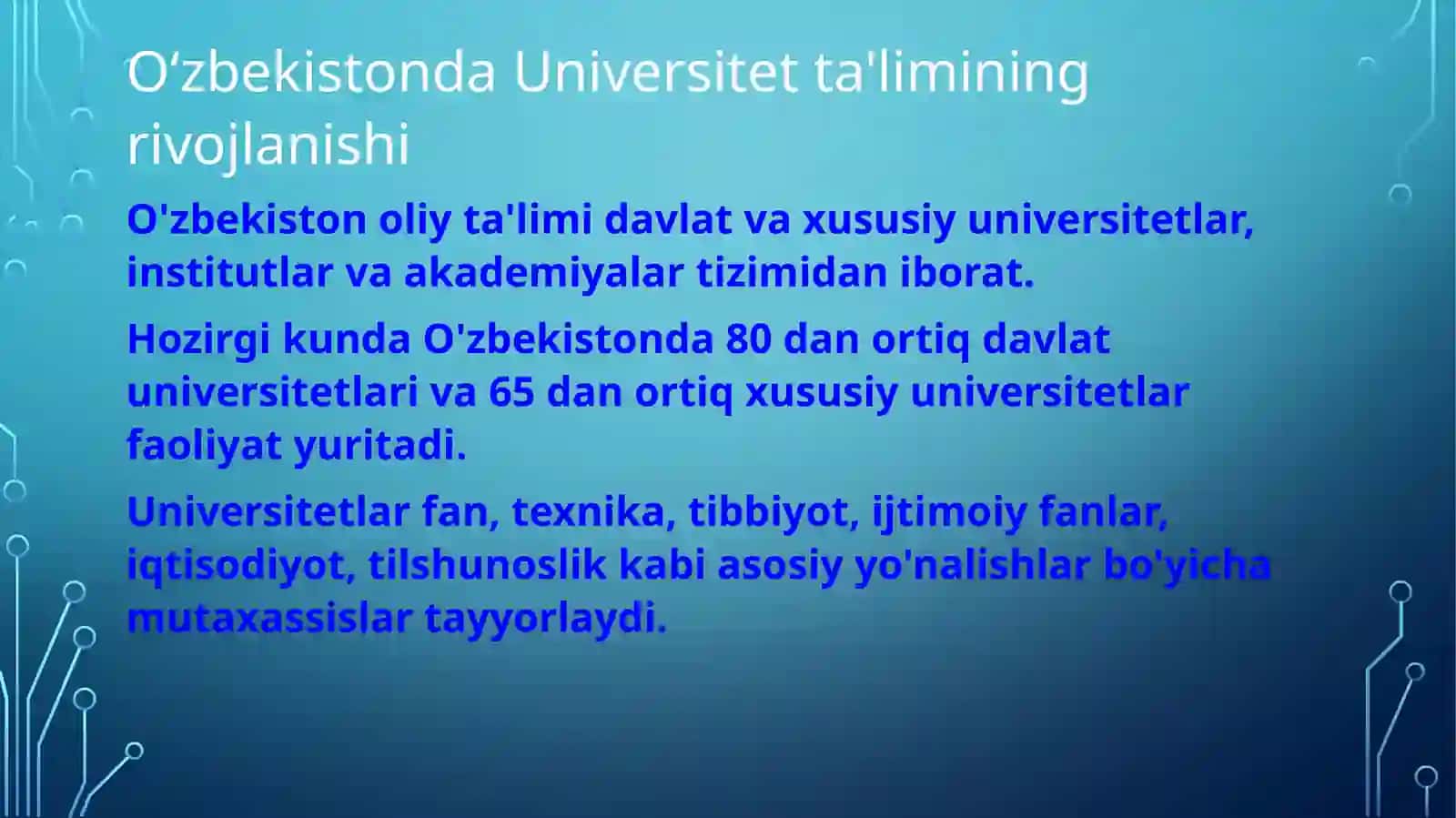 Oʻzbekistonda Universitet ta'limi  xusuyatlari 4
