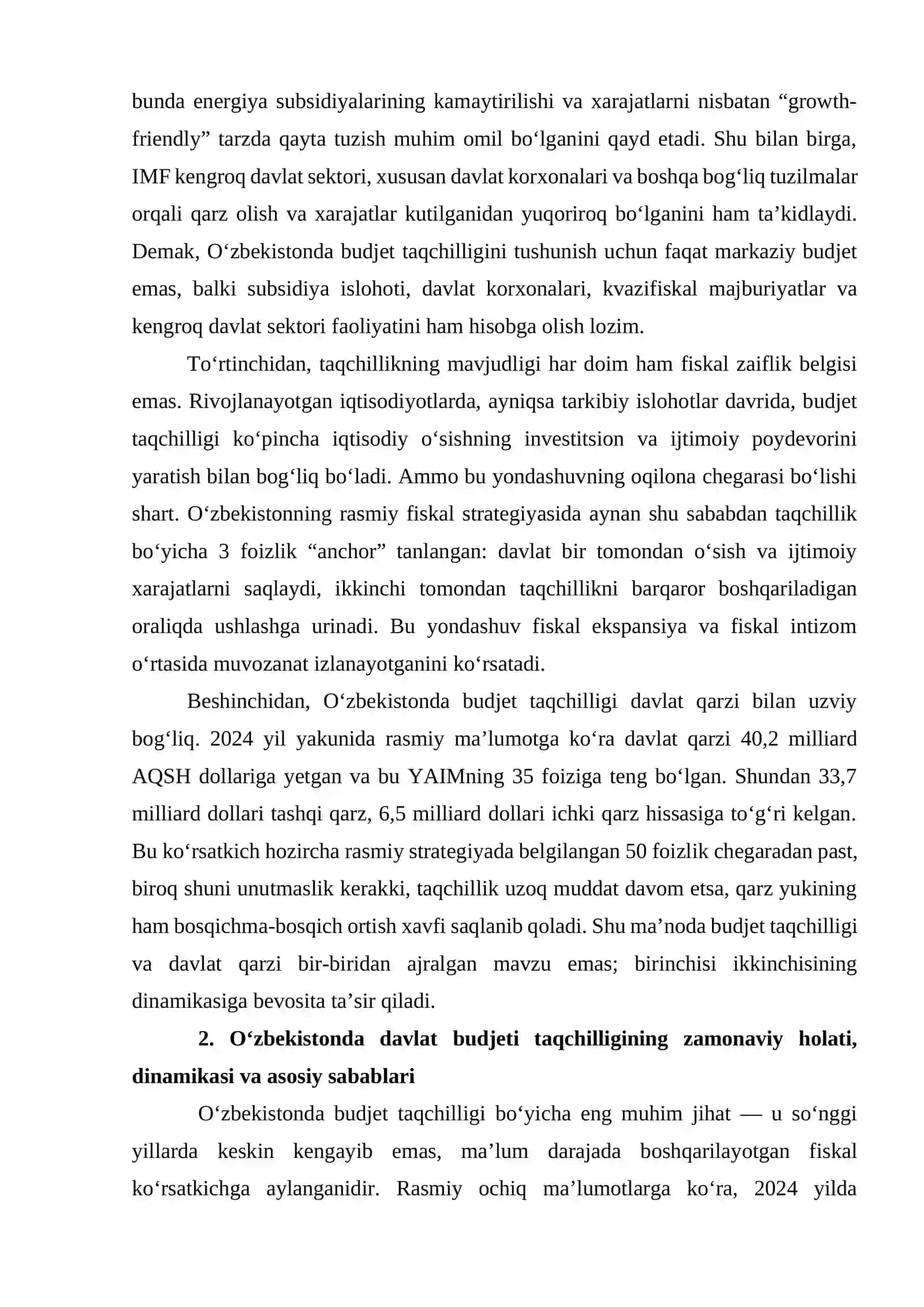 Oʻzbekistonda davlat budjeti taqchilligi 4