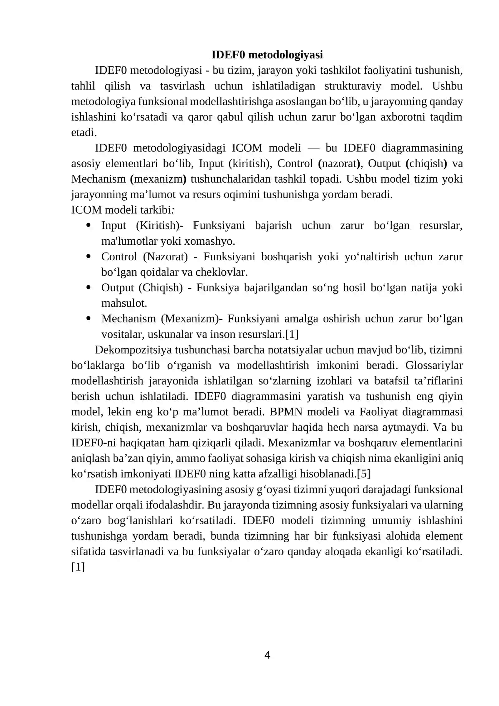 Bank faoliyatini IDEF0, DFD, IDEF3, IDEF1X, eEPC va BPMN metodologiyalarida modellashtirish 4