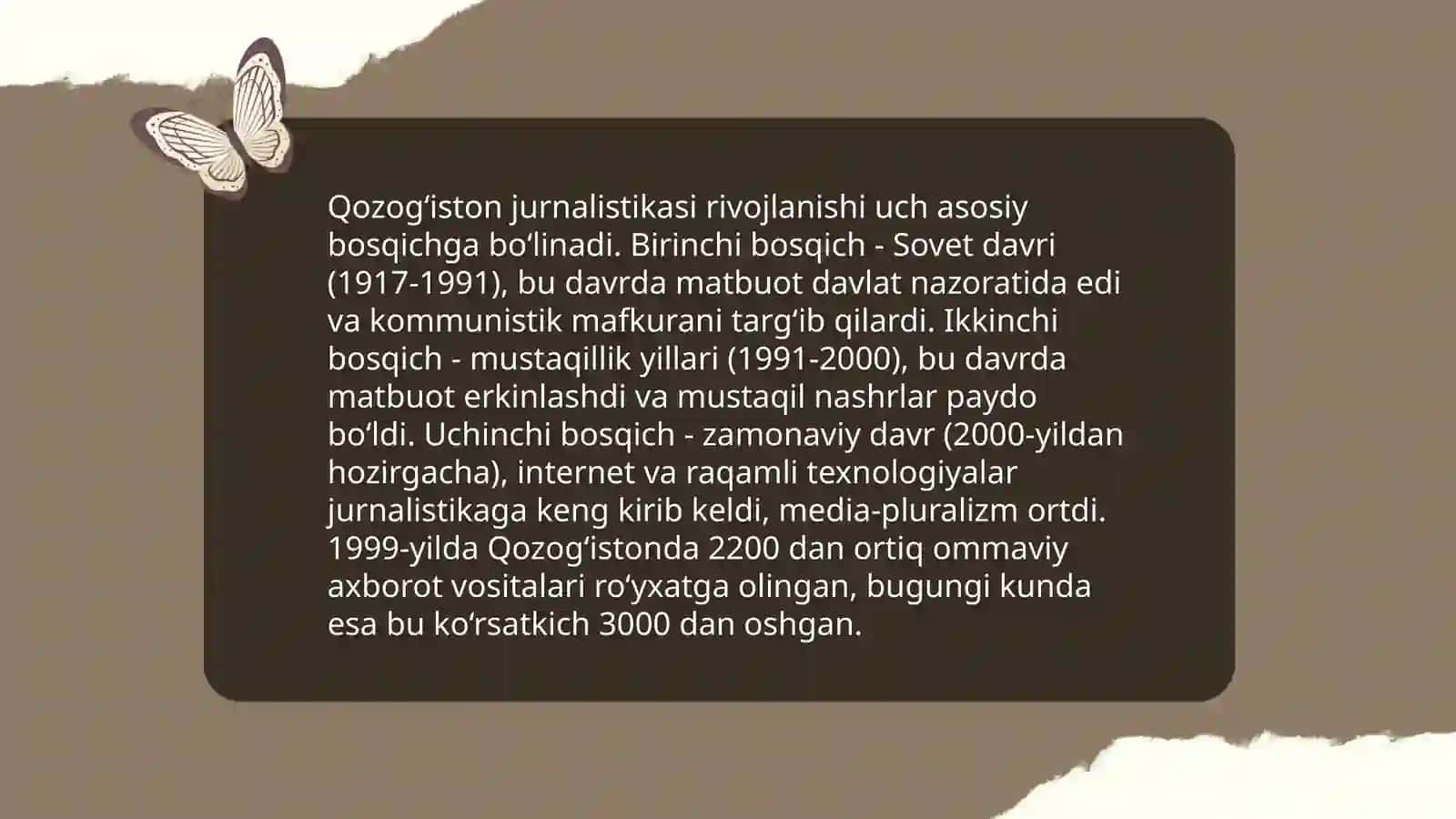 Qozog'iston Milliy Jurnalistika Tarixi 4