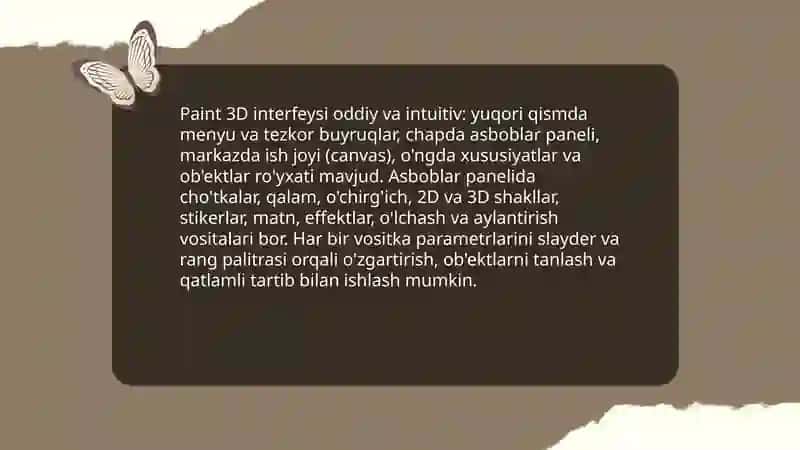 Paint 3D ilivasining imkoniyatlaridan amalda foydalanish 4