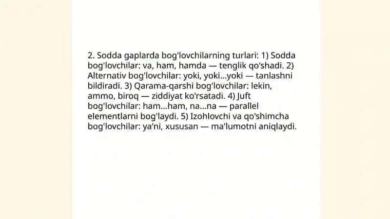 Teng bog'lanish sodda gaplarda 4