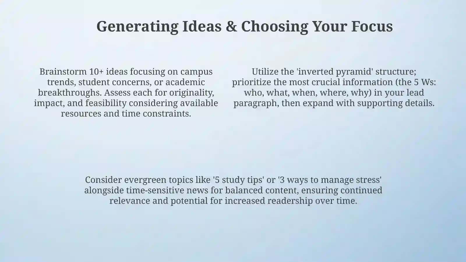 How to write an article for a university newspaper? 4