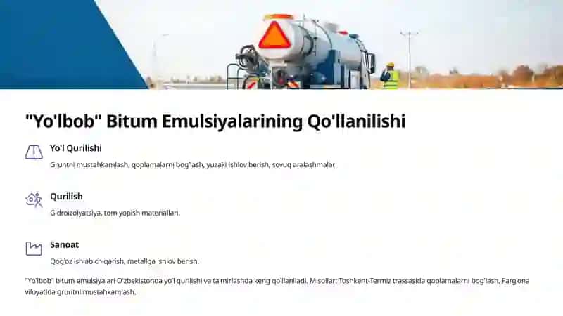"Yo'lbob" Bitum Emulsiyalari 4