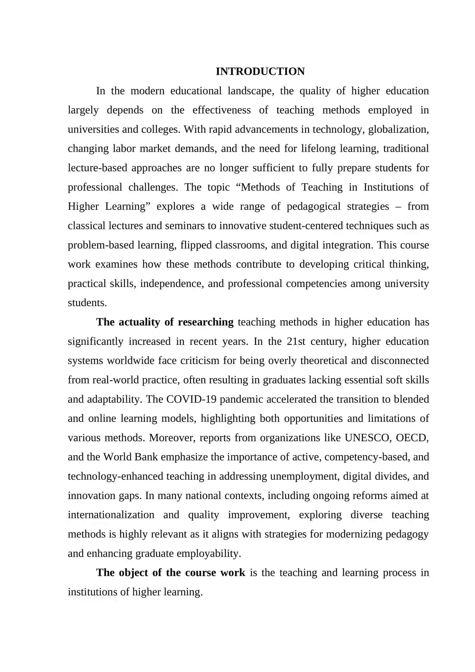 Methods of teaching in institutions of higher learning 4