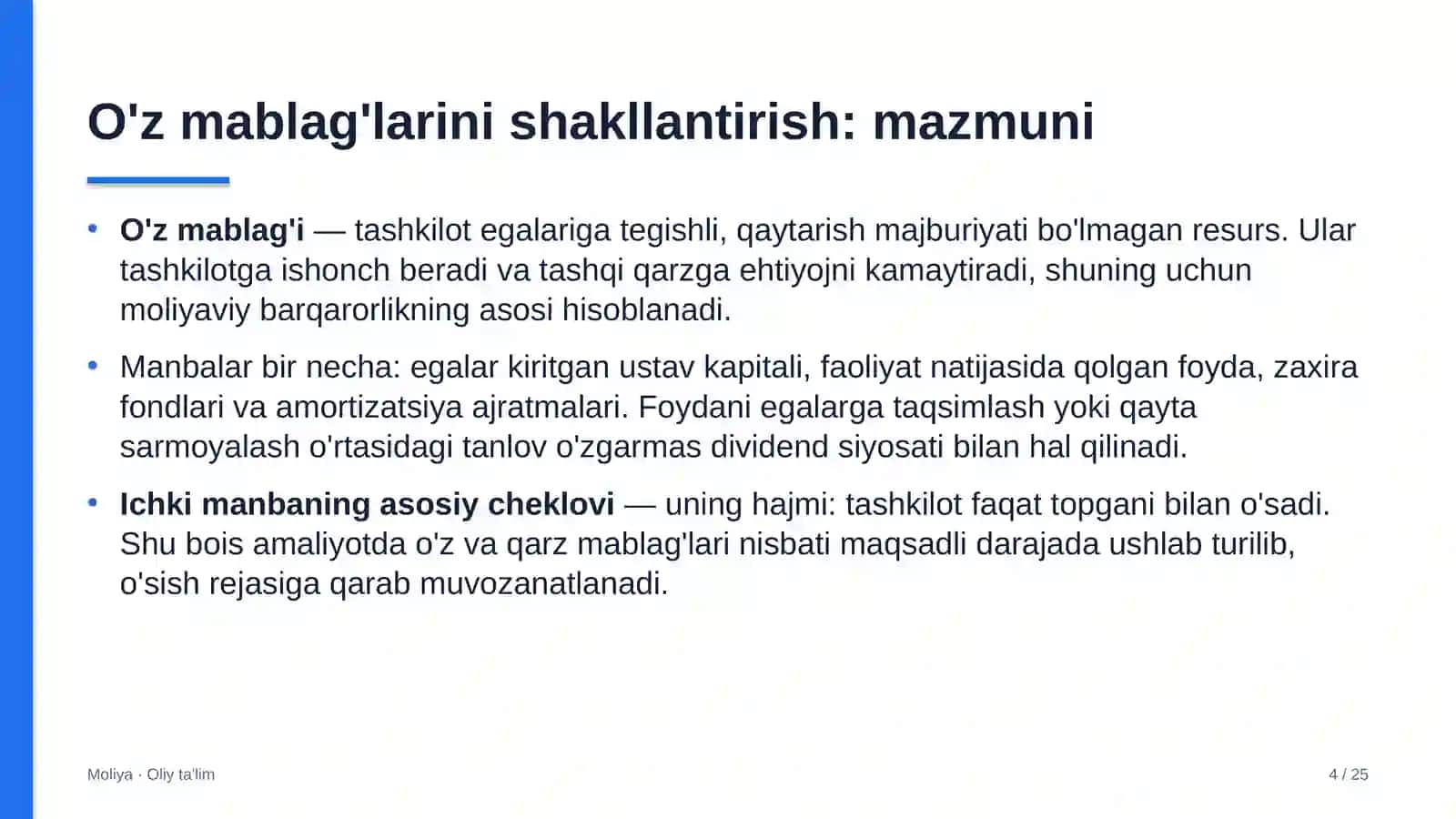 Shaharsozlikda o'z mablag'larini shakllantirish 4