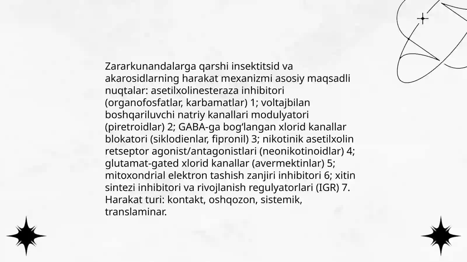 Qishloq xoʻjaligi ekinlari zararkunandalariga qarshi qoʻllaniladigan insektitsid va akorosidlar 4