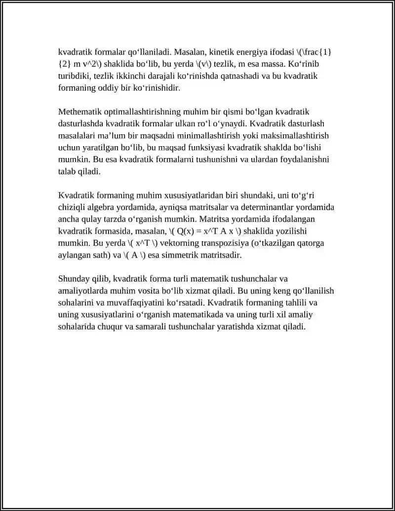 KVADRATIK FORMALAR 4