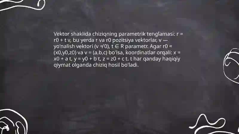 Chiziqlarning parametrik tenglamasi 4