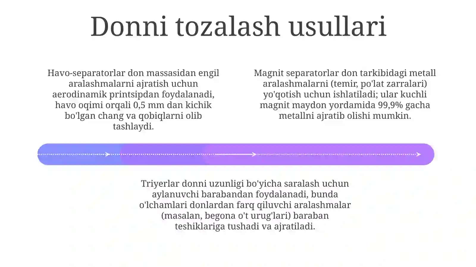 Don tortish bo'limiga donni tayyorlash va tozalashning texnologik jarayonlarni tuzish 4